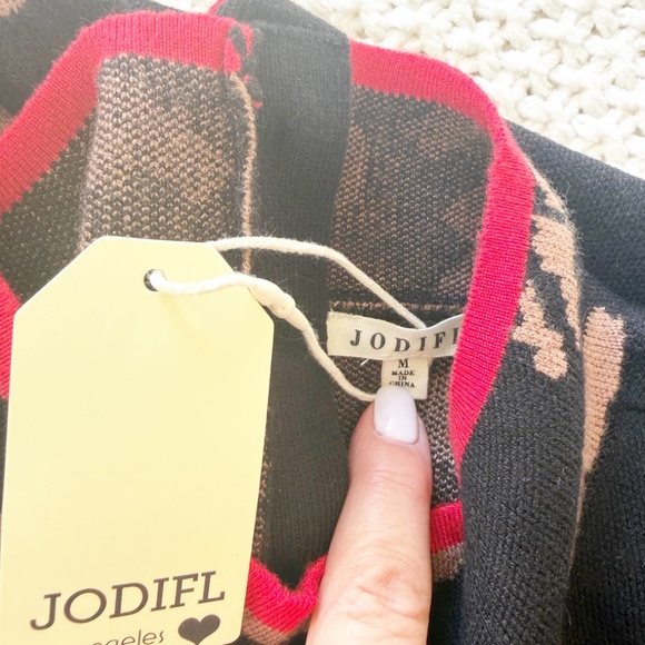 JODIFL Black Mock Neck Leopard Sweater Dress Size M - Picture 2 of 8